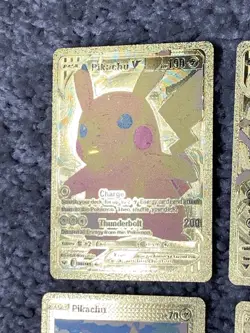 Set of 15 Pokemon Pikachu Error Front&Back Gold Foil Fan Art All 7 Cosplay Cards - Image 2