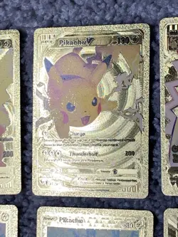 Set of 15 Pokemon Pikachu Error Front&Back Gold Foil Fan Art All 7 Cosplay Cards - Image 3