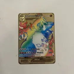 Charizard VMAX Rainbow Pokemon Gold Metal Card Collectible Gift Display - Image 1