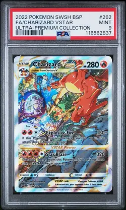 2022 POKEMON SWSH BLACK STAR PROMO #262 FULL ART CHARIZARD VSTAR MINT PSA 9 - Image 1