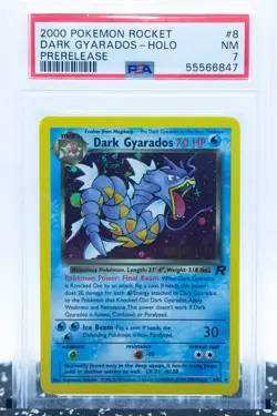 PSA 7 DARK GYARADOS (Prerelease) 8/82 Holo Swirl Rare Team Rocket - Pokemon Card - Image 1