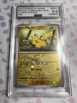 2023 Pokemon SV Promo Pikachu-Cosmos Rev. Holo 151 Mini Tin 5-pack #025 AGS 9.5 - Image 1