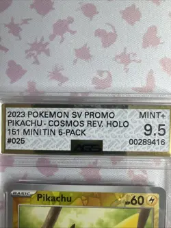 2023 Pokemon SV Promo Pikachu-Cosmos Rev. Holo 151 Mini Tin 5-pack #025 AGS 9.5 - Image 4
