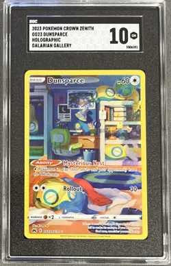 SGC 10 Gem Mint Dunsparce GG23/GG70 Crown Zenith Galarian Gallery Pokemon 2023 - Image 1