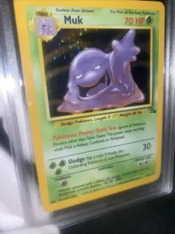 Muk 13/62 Fossil Holo GRADED 10 GEM MINT PGC Pokemon Card 1999 - Image 2
