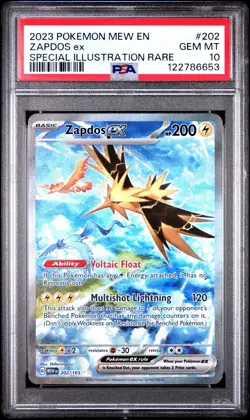 Pokemon Zapdos EX TCG Scarlet & Violet 151 Sir Holo Card 202/165 PSA 10 Gem Mint - Image 1