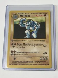 Machoke 34/102 Shadowless 1st Edition Base Set Pokemon Card Rare Vintage NM - Image 1