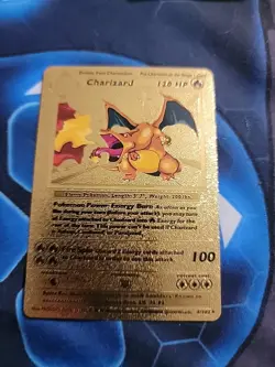 Charizard Pokemon Gold Metal Card Collectible Gift Display - Image 1