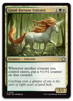 Good-Fortune Unicorn #240 (NM) Foundations FDN Magic MTG - Image 1