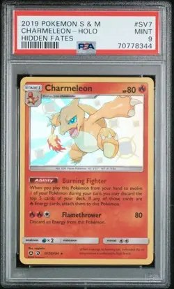 2019 POKEMON SUN & MOON HIDDEN FATES #SV7 CHARMELEON-HOLO PSA 9 - Image 1