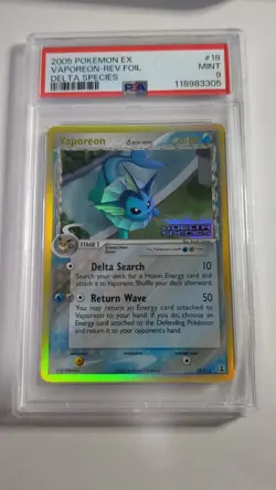 Pokemon Vaporeon Reverse Holo Delta Species 18/113 PSA 9 - Image 1
