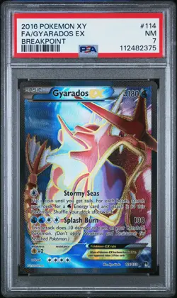 2016 POKEMON BREAKPOINT GYARADOS EX #114 FULL ART PSA 7 NM #112482375 - Image 1