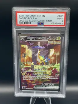 PSA 9 Mint Raging Bolt ex 208/162 Sv05: Temporal Forces Pokemon card 🔥🔥🔥 - Image 1