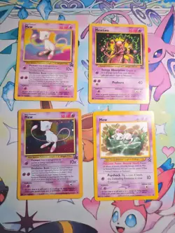 Pokemon Card Lot WOTC holo Vintage Promos Mew 9 Mew 47 4 Card Lot Swirl - Image 1