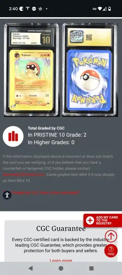 (POP 2) CGC 10 PRISTINE 2003 Pokemon Skyridge Kabuto 37/144 Card - Image 4