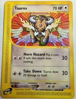 Tauros 133/165 Expedition Base Set Pokemon Trading Card Game Vintage Regular NM - Image 1