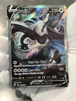 Damaged Lugia V 186/195 Silver Tempest Alternate Art Holo Pokemon Card - Image 3