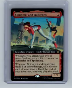 Magic the Gathering - Spinneret and Spiderling (Extended Art) (SPM) (FOIL) #264 - Image 1