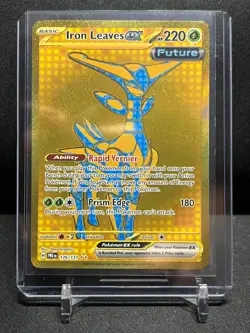 Iron Leaves ex 176/131 Gold Hyper Rare 2025 Pokemon Prismatic Evolutions LP/NM - Image 1