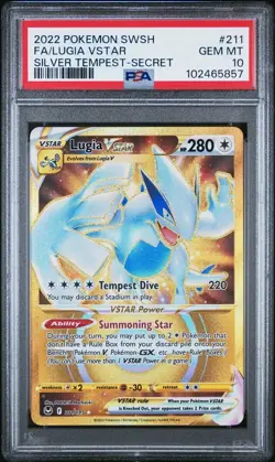 2022 POKEMON SWSH FA/LUGIA VSTAR SILVER TEMPEST SECRET #211 GEM MINT PSA 10 - Image 1