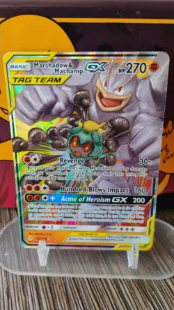 MARSHADOW & MACHAMP GX Unbroken Bonds POKEMON 2019 Holo Trading Card 82/214 - Image 1