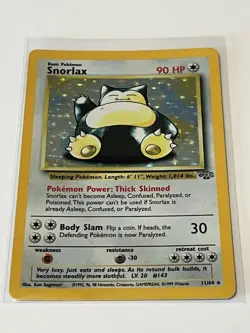 Snorlax Holo Rare 11/64 | Jungle Set | Vintage WOTC 1999 Pokemon Card Near Mint - Image 3