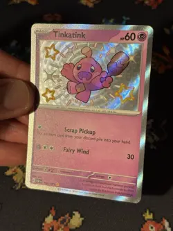 Pokemon Cards Tinkatink 165/091 Shiny Holo Rare Paldean Fates - (NM) #2 - Image 2