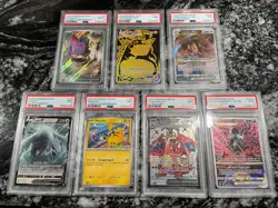 7x PSA Pokemon Card Lot Lugia V Charizard ex Pikachu Vmax Promo Regigigas 8 9 - Image 1