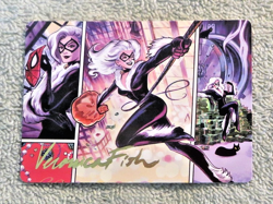 Veronica Fish Art Card 44/54 Gold Signed Black Cat Cunning Thief - MTG Spiderman - Image 1