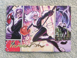 Veronica Fish Art Card 44/54 Gold Signed Black Cat Cunning Thief - MTG Spiderman - Image 2