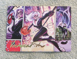 Veronica Fish Art Card 44/54 Gold Signed Black Cat Cunning Thief - MTG Spiderman - Image 3