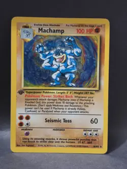 Pokemon TCG Machamp Holo 1st Edition Rare Card Base Set - Image 1