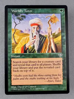 Worldly Tutor Mirage Regular-MTG-LP NM-Vintage Magic the Gathering - Image 1