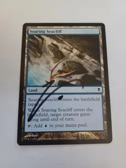 Soaring Seacliff Zendikar Ed Signed by Izzy MTG Magic the Gathering - Image 1