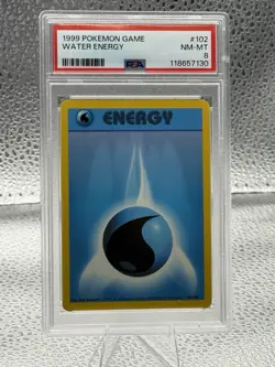 PSA 8 NEAR MINT-MINT 1999 Pokemon #102 Water Energy - Image 1