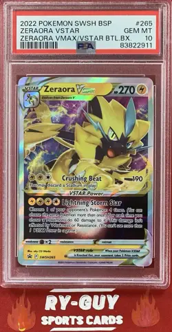 2022 POKEMON SWSH ZERAORA VMAX/VSTAR BTL BX BLACK STAR PROMO ZERAORA #265 PSA 10 - Image 1