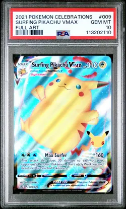 2021 Pokemon Surfing Pikachu VMAX - Celebrations - 009/025 - PSA 10 GEM MINT - Image 3