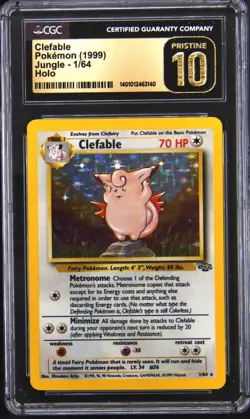 1999 POKEMON JUNGLE HOLO CLEFABLE CGC 10 PRISTINE - Image 1