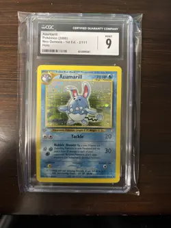 CGC 9 MINT Azumarill 1st Edition 2/111 2000 NEO GENESIS Pokemon Holo - Image 1