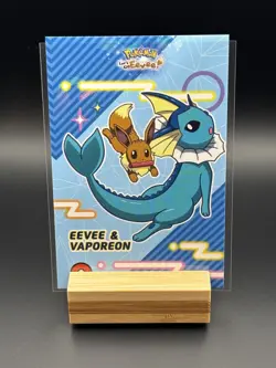 Let's Go Eevee Database Holo Peru Card: Eevee & Vaporeon - Image 1