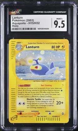 Lanturn H15/H32 Aquapolis Holo CGC 9.5 Mint+ Pokemon Card - Image 1