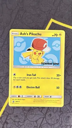Ash's Pikachu SM113 Sun & Moon Black Star Promo Card Pokemon TCG NM - Image 1