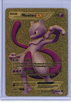 Pokemon Gold Foil Fan Art Card MEWTWO EX 170HP 98/99 - Image 1