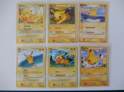 Pokemon Pikachu LOT of 6 Common Cards LP Vintage Various Sets - Image 1