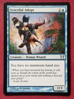 Magic The Gathering CHAMPIONS OF KAMIGAWA GRACEFUL ADEPT blue card MTG - Image 1