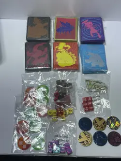 Lot Of Pokemon Dice Coins Markers card sleeves trainer box Pokemon accessories - Image 2