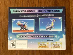 Shiny Koraidon & Shiny Moraidon GameStop Pokemon Code Card UNSCRATCHED Unused - Image 1