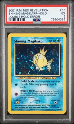 2001 Pokemon Neo Revelation SHINING MAGIKARP #66 DOUBLE HOLO ERROR 66/64 PSA 5 - Image 1