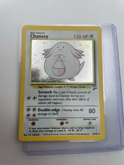 Chansey 3/130 Base Set 2 Holo Rare Vintage Pokemon Card WOTC TCG English MP/LP - Image 1
