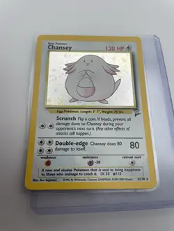Chansey 3/130 Base Set 2 Holo Rare Vintage Pokemon Card WOTC TCG English MP/LP - Image 2